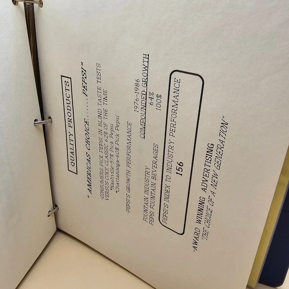 BEAMAN PEPSI Fountain Beverage‎ Sales Manual Binder Original 1988 Vintage